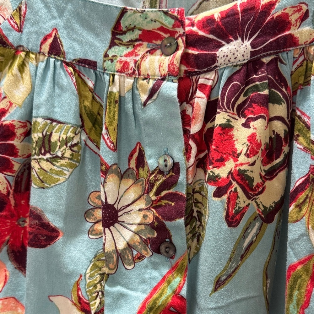 Van Heusen Floral Women's Top - Blue Red Large 💯 Cotton - Picture 5 of 9